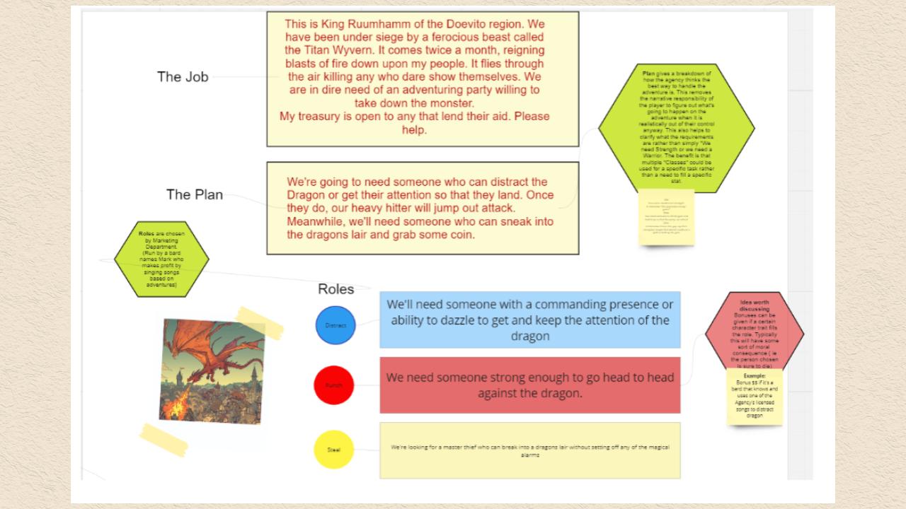 Designed a Narrative Outcomes system to build gameplay